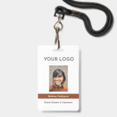 Badge Carte d'identité professionnelle Marron (Avant avec lanière)