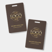 Badge Carte d'identité professionnelle marron et or avec (Avant & arrière)