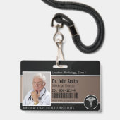 Badge Carte d'identité professionnelle médicale Caducée  (Avant avec lanière)