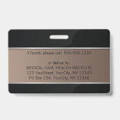 Badge Carte d'identité professionnelle médicale Caducée  (Arrière)