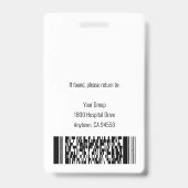 Badge Carte d'identité professionnelle médicale personna (Arrière)