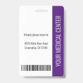 Badge Carte d'identité professionnelle médicale violette (Arrière)