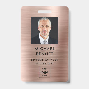 Badge Carte d'identité professionnelle métallisée modern