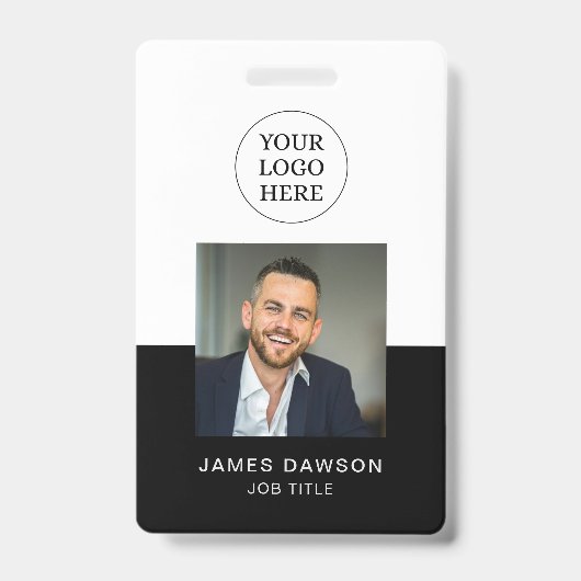 Badge Carte d'identité professionnelle minimale en noir  (Avant)