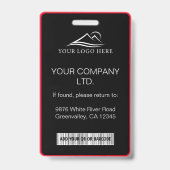 Badge Carte d'identité professionnelle minimale noir rou (Arrière)
