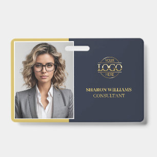 Badge Carte d'identité professionnelle minimaliste bleue