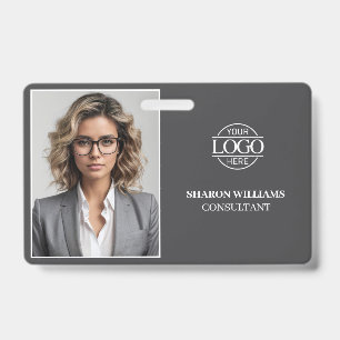 Badge Carte d'identité professionnelle minimaliste grise