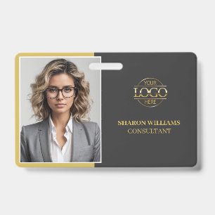 Badge Carte d'identité professionnelle minimaliste grise