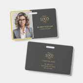 Badge Carte d'identité professionnelle minimaliste grise (Avant & arrière)