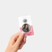 Badge Carte d'identité professionnelle minimaliste rose (Manuel / portable)