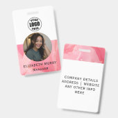 Badge Carte d'identité professionnelle minimaliste rose (Avant & arrière)