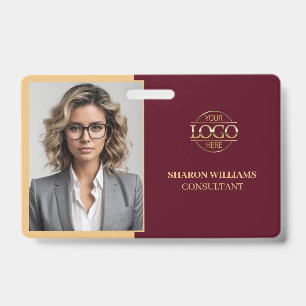 Badge Carte d'identité professionnelle minimaliste rouge