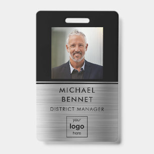 Badge Carte d'identité professionnelle moderne argent no