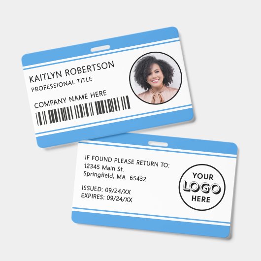 Badge Carte d'identité professionnelle moderne avec code (Avant & arrière)