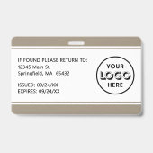 Badge Carte d'identité professionnelle moderne avec code (Arrière)