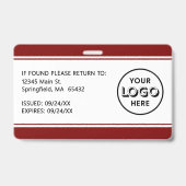 Badge Carte d'identité professionnelle moderne avec code (Arrière)