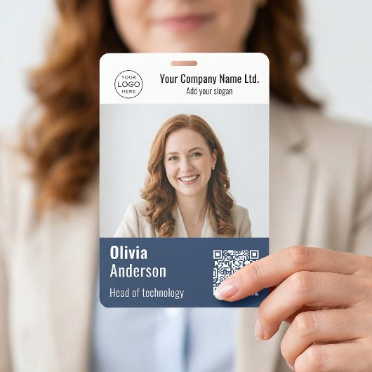 Badge Carte d'identité professionnelle moderne avec code