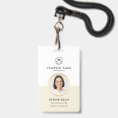 Badge Carte d'identité professionnelle moderne beige ave (Avant avec lanière)
