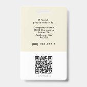 Badge Carte d'identité professionnelle moderne beige ave (Arrière)