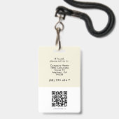 Badge Carte d'identité professionnelle moderne beige ave (Arrière avec lanière)