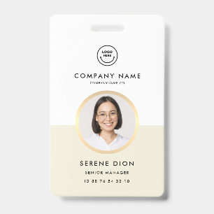 Badge Carte d'identité professionnelle moderne beige ave