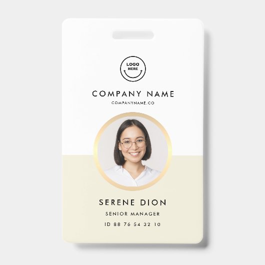 Badge Carte d'identité professionnelle moderne beige ave (Avant)
