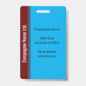 Badge Carte d'identité professionnelle moderne bleu et b (Arrière)