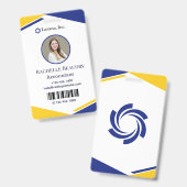 Badge Carte d'identité professionnelle moderne bleu et j (Avant & arrière)