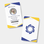 Badge Carte d'identité professionnelle moderne bleu et j (Avant & arrière)