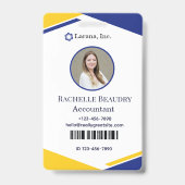 Badge Carte d'identité professionnelle moderne bleu et j (Avant)