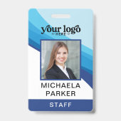 Badge Carte d'identité professionnelle moderne bleue ave (Avant)
