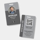 Badge Carte d'identité professionnelle moderne gris fonc (Avant & arrière)