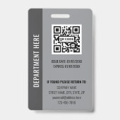 Badge Carte d'identité professionnelle moderne gris fonc (Arrière)