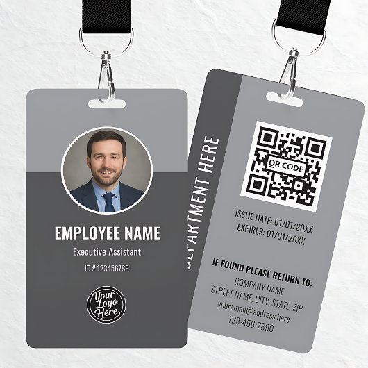 Badge Carte d'identité professionnelle moderne gris fonc
