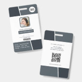 Badge Carte d'identité professionnelle moderne gris fonc (Avant & arrière)