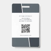 Badge Carte d'identité professionnelle moderne gris fonc (Arrière)