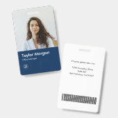 Badge Carte d'identité professionnelle moderne Navy Blue (Avant & arrière)