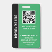 Badge Carte d'identité professionnelle moderne noire et (Arrière)