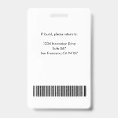 Badge Carte d'identité professionnelle moderne Orange |  (Arrière)