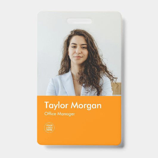 Badge Carte d'identité professionnelle moderne Orange |  (Avant)