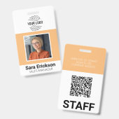 Badge Carte d'identité professionnelle moderne Peach ave (Avant & arrière)