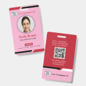 Badge Carte d'identité professionnelle moderne rose pour (Avant & arrière)