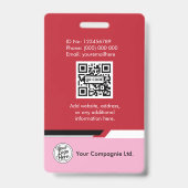 Badge Carte d'identité professionnelle moderne rose pour (Arrière)