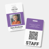 Badge Carte d'identité professionnelle moderne violette (Avant & arrière)