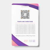 Badge Carte d'identité professionnelle moderne violette  (Arrière)