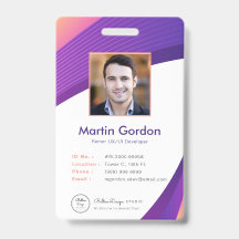 Carte d'identité professionnelle moderne violette 