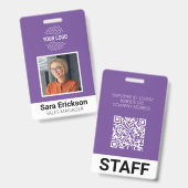 Badge Carte d'identité professionnelle moderne violette (Avant & arrière)