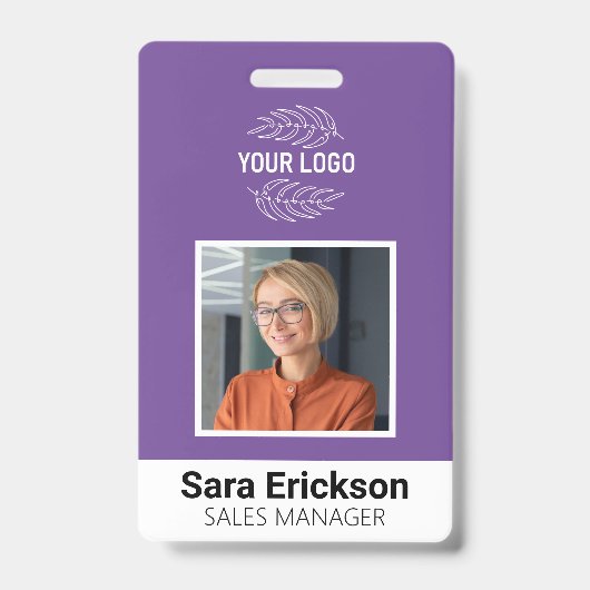 Badge Carte d'identité professionnelle moderne violette (Avant)