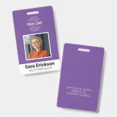 Badge Carte d'identité professionnelle moderne violette (Avant & arrière)