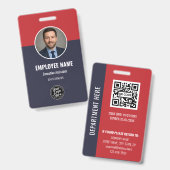 Badge Carte d'identité professionnelle Navy Blue Red per (Avant & arrière)